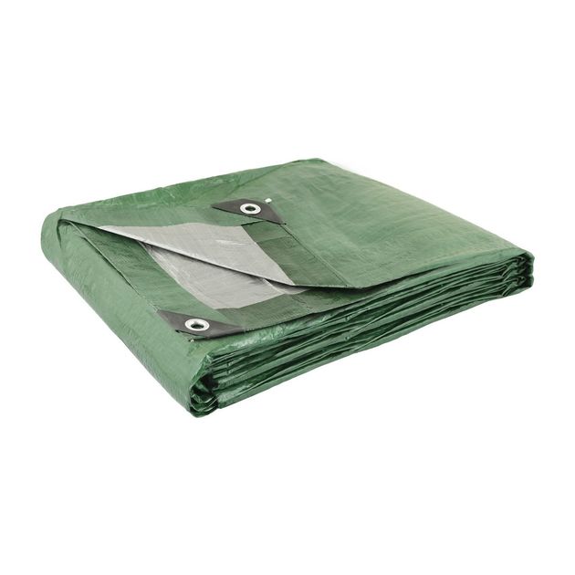 Тент MASTERTOOL 3х5 м двусторонний 130 г/м² хаки/серебро, фото  | SNABZHENIE.com.ua