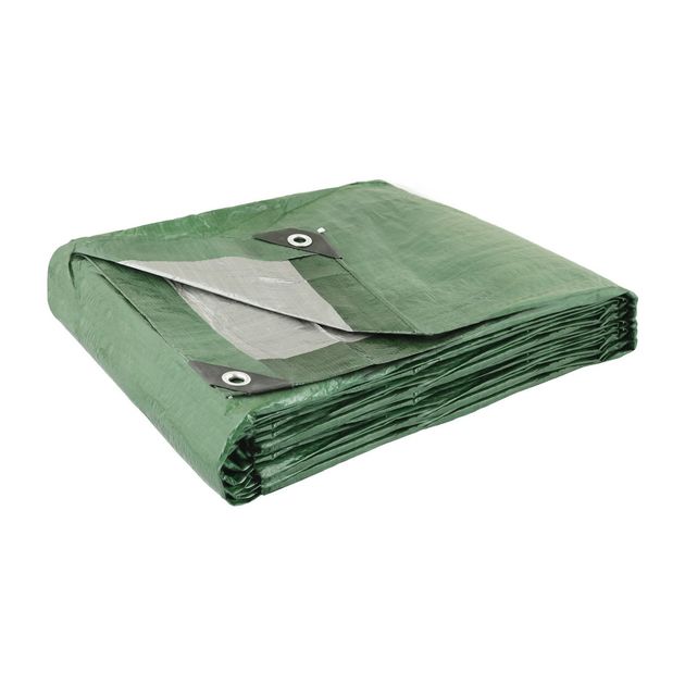 Тент MASTERTOOL 4х6 м двусторонний 130 г/м² хаки/серебро, фото  | SNABZHENIE.com.ua