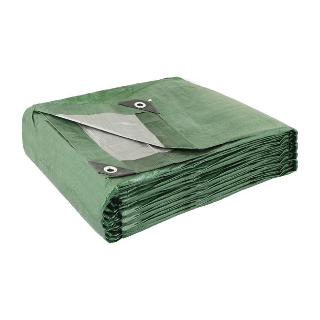 Тент MASTERTOOL 6x10 м двусторонний 130 г/м² хаки/серебро, фото  | SNABZHENIE.com.ua