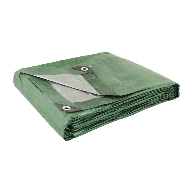 Тент MASTERTOOL 4х5 м двусторонний 130 г/м² хаки/серебро, фото  | SNABZHENIE.com.ua