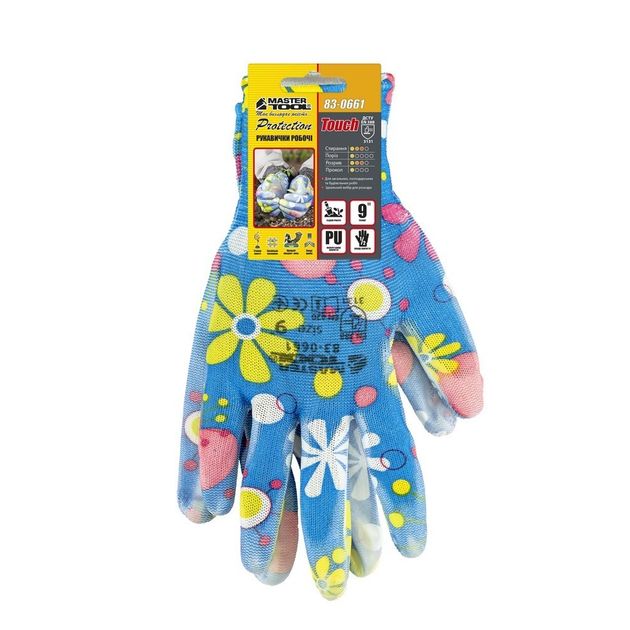 Перчатки трикотажные MASTERTOOL Василек с полиуретаном 9 17-20 г, фото , изображение 2 | SNABZHENIE.com.ua Перчатки трикотажные MASTERTOOL Василек с полиуретаном 9 17-20 г, фото , изображение 2 | SNABZHENIE.com.ua