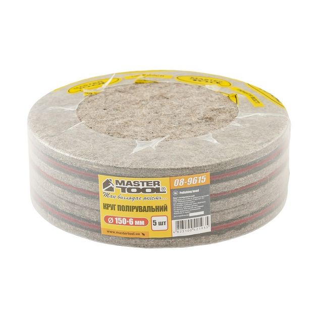 Круг полировочний MASTERTOOL на липучці з натурального войлока жорсткий вологостійкий 6 мм Ø 150 мм набір 5 шт, фото , зображення 6 | SNABZHENIE.com.ua Круг полировочний MASTERTOOL на липучці з натурального войлока жорсткий вологостійкий 6 мм Ø 150 мм набір 5 шт, фото , зображення 6 | SNABZHENIE.com.ua