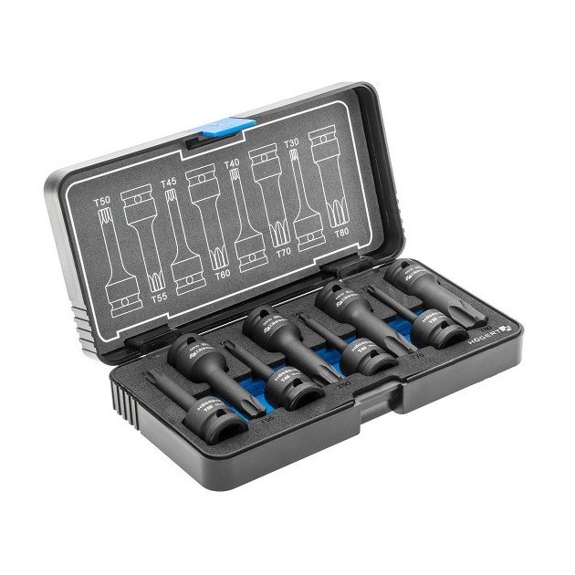 Ударные торцевые головки TORX 8 шт. T30-T80 1/2 CrMo HOEGERT HT6R002, фото  | SNABZHENIE.com.ua