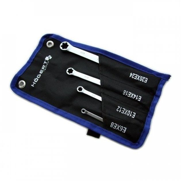 Набір накидних ключів torx E6 - E24, 4 шт. HOEGERT HT1W590, фото , зображення 2 | SNABZHENIE.com.ua Набір накидних ключів torx E6 - E24, 4 шт. HOEGERT HT1W590, фото , зображення 2 | SNABZHENIE.com.ua
