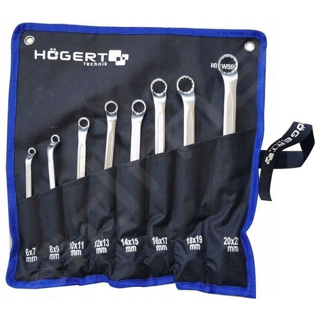 Накидные коленные ключи 8 шт., сталь CrV 6140 HOEGERT HT1W598, фото , изображение 2 | SNABZHENIE.com.ua Накидные коленные ключи 8 шт., сталь CrV 6140 HOEGERT HT1W598, фото , изображение 2 | SNABZHENIE.com.ua
