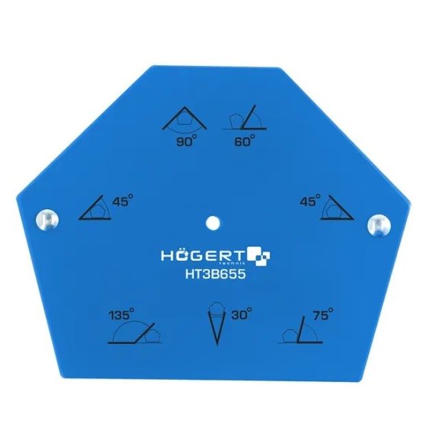 Угловой магнитный зажим для сварки 34 кг, 138x110x26 мм HOEGERT HT3B655, фото  | SNABZHENIE.com.ua