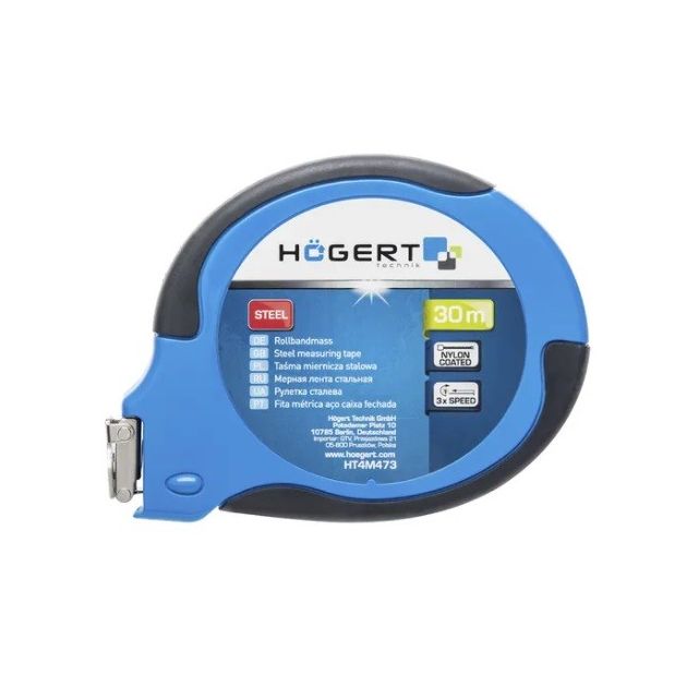 Рулетка стальная 30 м х 9,5 мм HOEGERT HT4M473, фото  | SNABZHENIE.com.ua