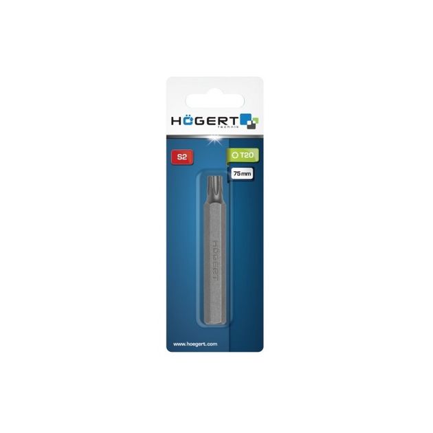 Біта Torx Т30 x 75 мм, M10, сталь S2 HOEGERT HT1S849, фото , зображення 2 | SNABZHENIE.com.ua Біта Torx Т30 x 75 мм, M10, сталь S2 HOEGERT HT1S849, фото , зображення 2 | SNABZHENIE.com.ua