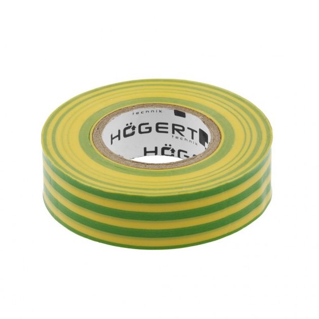 Ізоляційна стрічка ПВХ, жовто-зелена HOEGERT HT1P286, фото  | SNABZHENIE.com.ua