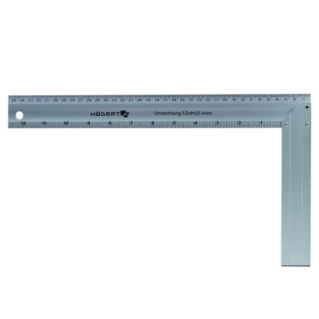 Угольник столярный алюминиевый 450x190 мм HOEGERT HT4M206, фото  | SNABZHENIE.com.ua