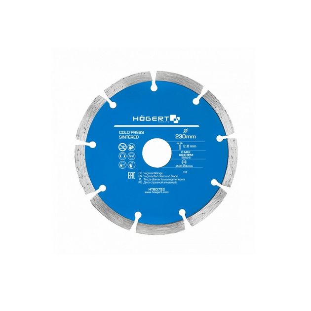 Алмазный сегментный диск 230x2,6x22,3 мм HOEGERT HT6D752, фото  | SNABZHENIE.com.ua