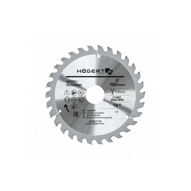 Пила дисковая по дереву 160x18Tx30, Mn65 HOEGERT HT6D773, фото  | SNABZHENIE.com.ua