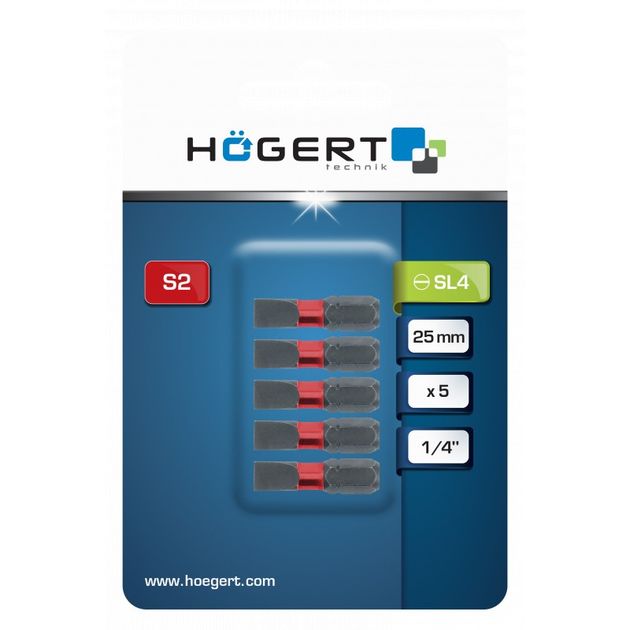 Набір біт ударних SL 5 25 мм 5 шт HOEGERT HT1S131, фото , зображення 2 | SNABZHENIE.com.ua Набір біт ударних SL 5 25 мм 5 шт HOEGERT HT1S131, фото , зображення 2 | SNABZHENIE.com.ua