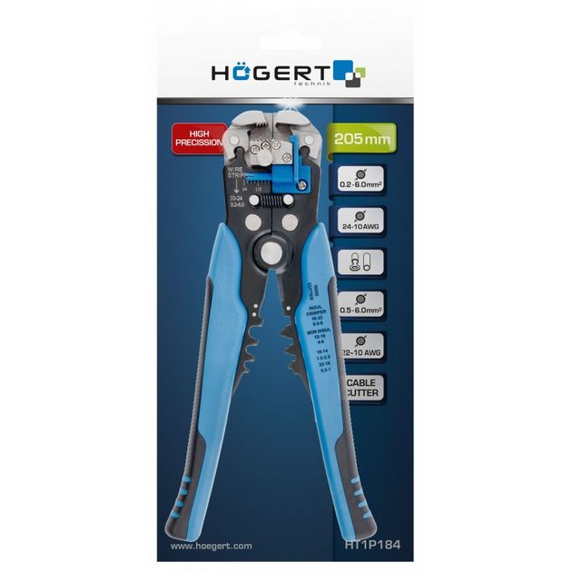 Автоматические клещи для зачистки проводов 0,25-6,0 мм² HOEGERT HT1P184, фото , изображение 2 | SNABZHENIE.com.ua Автоматические клещи для зачистки проводов 0,25-6,0 мм² HOEGERT HT1P184, фото , изображение 2 | SNABZHENIE.com.ua