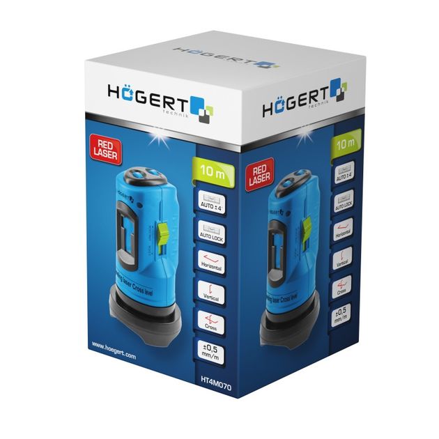 Лазерный нивелир красный 10 м HOEGERT HT4M070, фото , изображение 2 | SNABZHENIE.com.ua