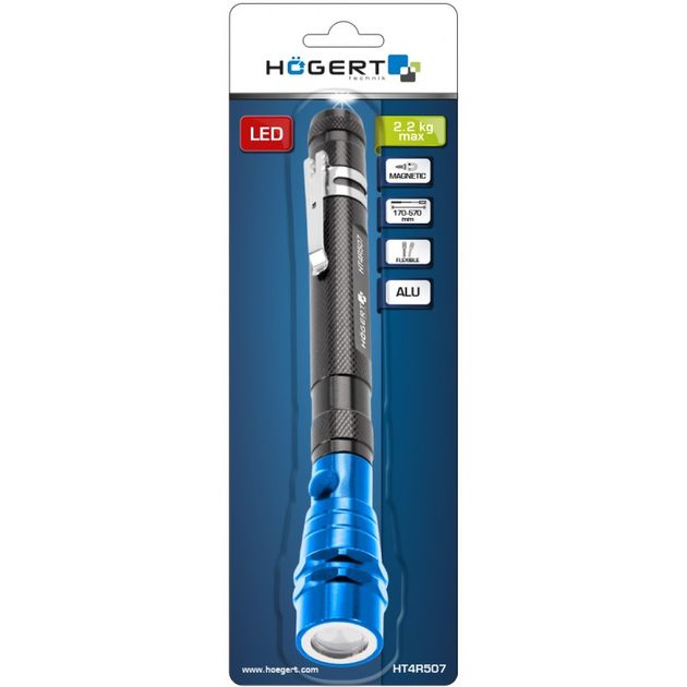 Телескопический магнитный захват с фонариком HOEGERT HT4R507, фото  | SNABZHENIE.com.ua