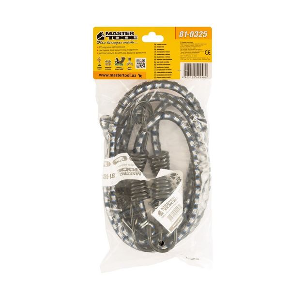 Стяжка груза MASTERTOOL резинова 11 мм 100 см набір 2 шт 81-0325, фото , зображення 3 | SNABZHENIE.com.ua