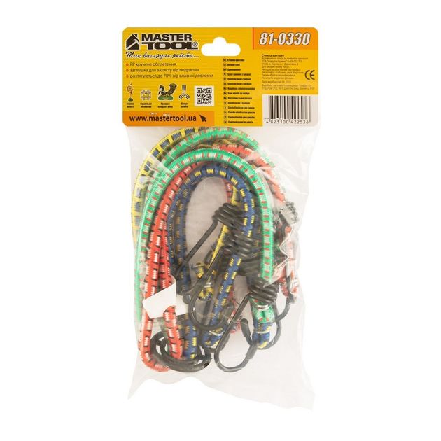 Стяжка груза MASTERTOOL Паук резиновая 8 мм 60 см 8 крюков, фото , изображение 6 | SNABZHENIE.com.ua