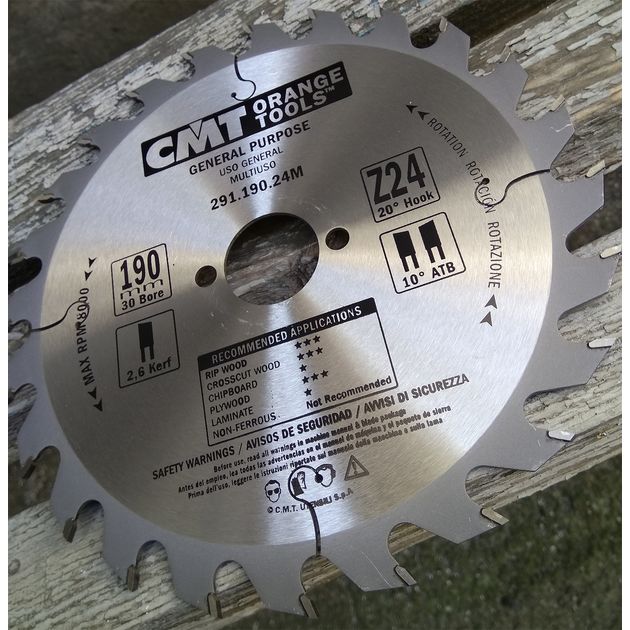 Дисковая пила CMT 190x30 мм, Z 24 для ручных циркулярок, фото , изображение 11 | SNABZHENIE.com.ua