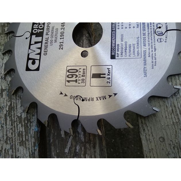 Дисковая пила CMT 190x30 мм, Z 24 для ручных циркулярок, фото , изображение 13 | SNABZHENIE.com.ua