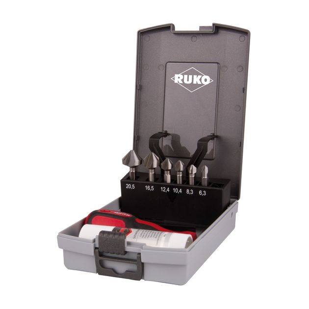 Набор зенкеров 1/4" 6 шт. HSS с рукояткой и смазкой в кейсе RUKO, фото  | SNABZHENIE.com.ua
