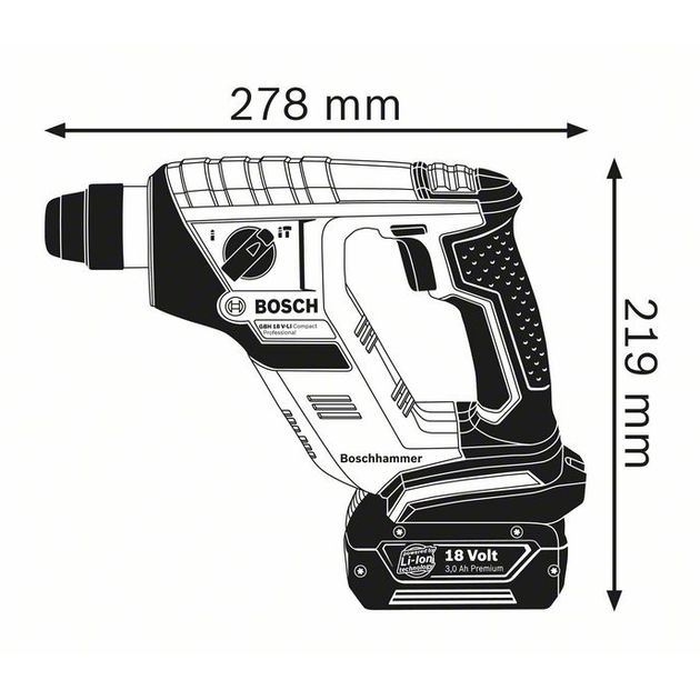 Аккумуляторный перфоратор GBH 18 V-Li Compact (Solo) BOSCH (0611905300), фото , изображение 2 | SNABZHENIE.com.ua Аккумуляторный перфоратор GBH 18 V-Li Compact (Solo) BOSCH (0611905300), фото , изображение 2 | SNABZHENIE.com.ua