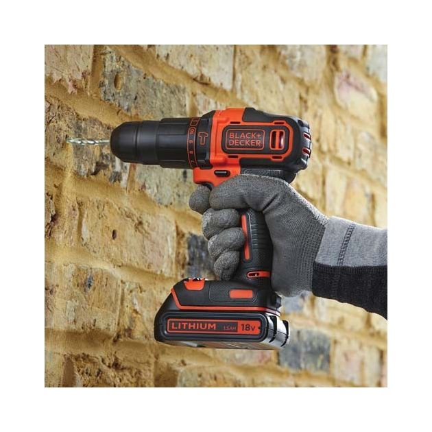 Ударная аккумуляторная дрель-шуруповерт BLACK DECKER BDCHD18KB, фото , изображение 2 | SNABZHENIE.com.ua Ударная аккумуляторная дрель-шуруповерт BLACK DECKER BDCHD18KB, фото , изображение 2 | SNABZHENIE.com.ua