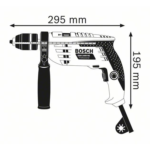 Ударна дрель GSB 1600 RE BOSCH (0601218121), фото , зображення 2 | SNABZHENIE.com.ua Ударна дрель GSB 1600 RE BOSCH (0601218121), фото , зображення 2 | SNABZHENIE.com.ua