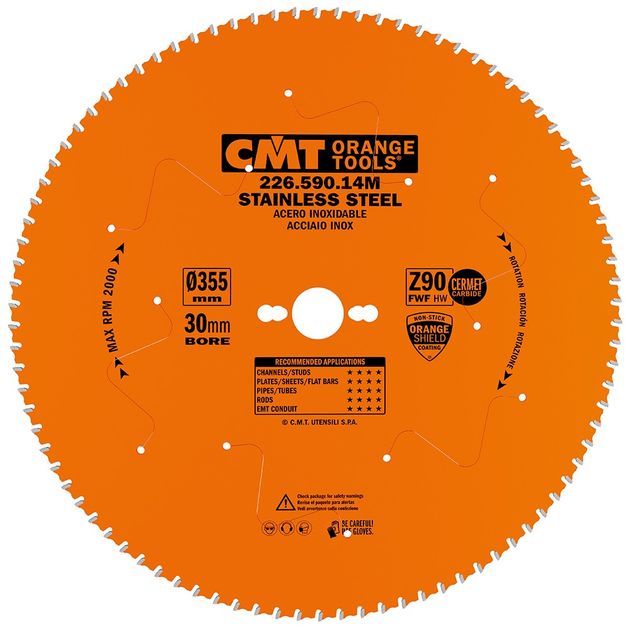 Пила CMT 355x30 мм Z 90 для сухого реза нержавеющей стали, фото  | SNABZHENIE.com.ua