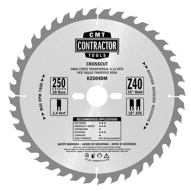 Пильный диск 305x30 мм, Z 40+60, по дереву Contractor, 3 шт, CMT, фото  | SNABZHENIE.com.ua