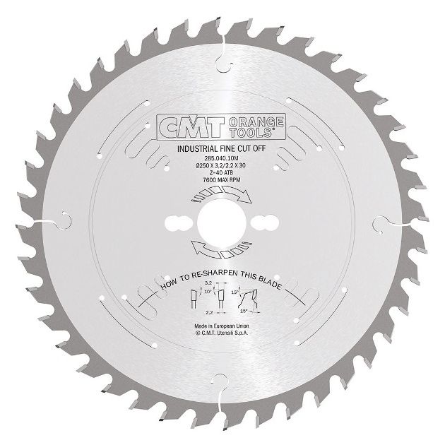 Дисковая пила CMT 250x35 мм, Z 40, универсальная для пиления, фото  | SNABZHENIE.com.ua