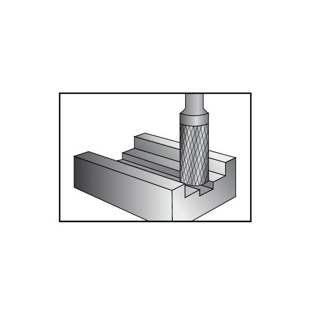Борфреза (шарошка) цилиндрическая с торцовыми зубьями 6,0 х 16,0 х 50 мм хвостовик 6 мм VORM A; насечка 4 сталь MAYKESTAG (0778406106100), фото , изображение 2 | SNABZHENIE.com.ua
