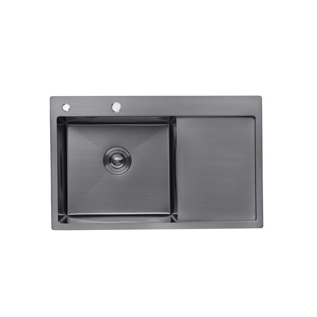 Кухонная мойка Kroner KRP Schwarze 7849LHM PVD (3,0/1,0 мм), фото  | SNABZHENIE.com.ua