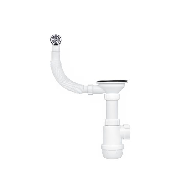 Сифон для кухонной мойки ANIplast 3 1/2'' с круглым переливом A0142SEU, фото  | SNABZHENIE.com.ua