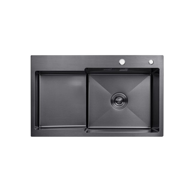 Кухонная мойка Kroner KRP PVD Schwarze 7848RHM 3,0/1,0 мм, фото  | SNABZHENIE.com.ua