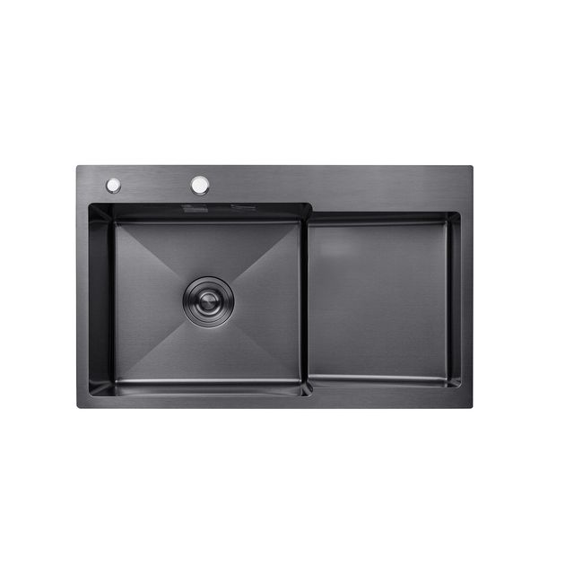 Кухонная мойка Kroner KRP PVD Schwarze 7848LHM 3,0/1,0 мм, фото  | SNABZHENIE.com.ua