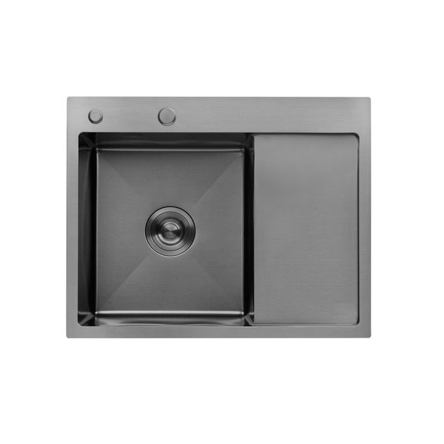Кухонная мойка Kroner KRP Schwarze 6350LHM PVD 3,0/1,0 мм, фото  | SNABZHENIE.com.ua