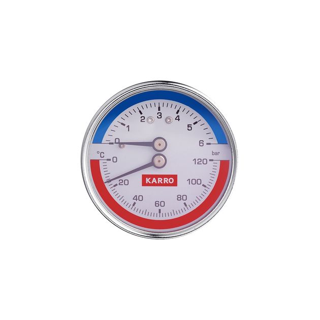 Термоманометр Karro 1/2"х1/4" горизонтальный 63 мм KR-1086В, фото  | SNABZHENIE.com.ua