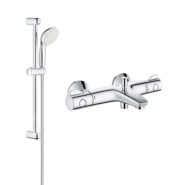Смеситель для ванной Grohe Grohtherm 800 с душевым гарнитуром, фото  | SNABZHENIE.com.ua