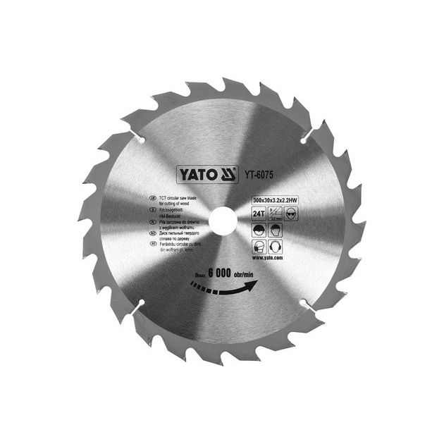 Пильный диск по дереву YATO 300x30x3.2мм, 24 зуба, 6000 об/мин, фото  | SNABZHENIE.com.ua