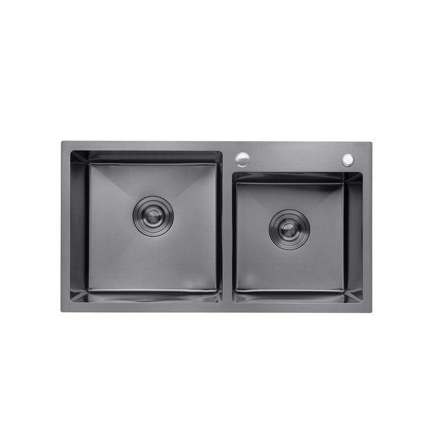 Кухонная мойка Kroner KRP Schwarze 7843ZHM PVD 3,0/1,0 мм, фото  | SNABZHENIE.com.ua