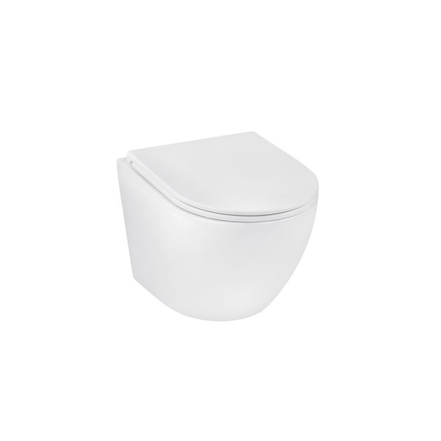 Унитаз Kroner Harz WHI493736 безободковый с сиденьем Slim Duroplast, фото  | SNABZHENIE.com.ua