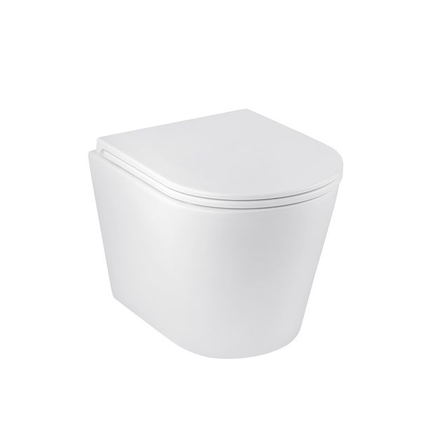Унитаз подвесной Kroner Armada WHI513636 безободковый с сиденьем Slim, фото  | SNABZHENIE.com.ua