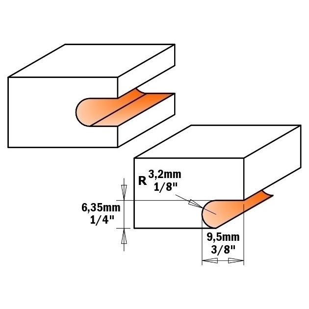 Фреза для закругленных пазов 31,75 x 6,35 x 47,6 мм, CMT, фото , изображение 2 | SNABZHENIE.com.ua