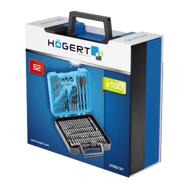 Набір аксесуарів для свердління і загвинчування 100 ел. HOEGERT HT6D191, фото , зображення 2 | SNABZHENIE.com.ua
