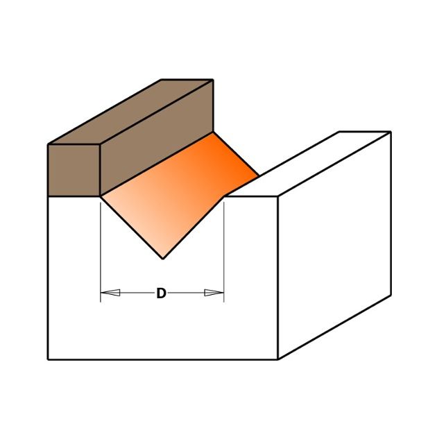 Фреза V-образная 90° с верхним подшипником 12,7x12,7x44,5 мм CMT, фото , изображение 2 | SNABZHENIE.com.ua