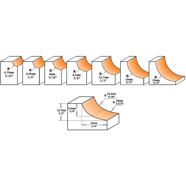 Фреза галтельная 31,7x12,7x54,2 мм, хвостовик 6 мм CMT, фото , изображение 3 | SNABZHENIE.com.ua