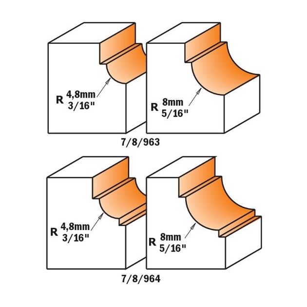 Фреза галтельная 25,4x11,5x52,8 мм, хвостовик 6 мм CMT 764.048.11, фото , изображение 2 | SNABZHENIE.com.ua
