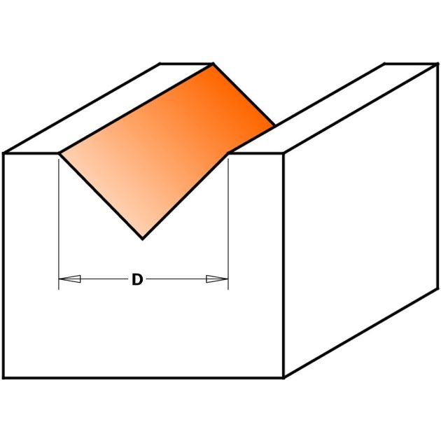 Фреза V-образная углом 90°, 9,5x12,7x44,5 мм, хвостовик 6 мм CMT, фото , изображение 2 | SNABZHENIE.com.ua