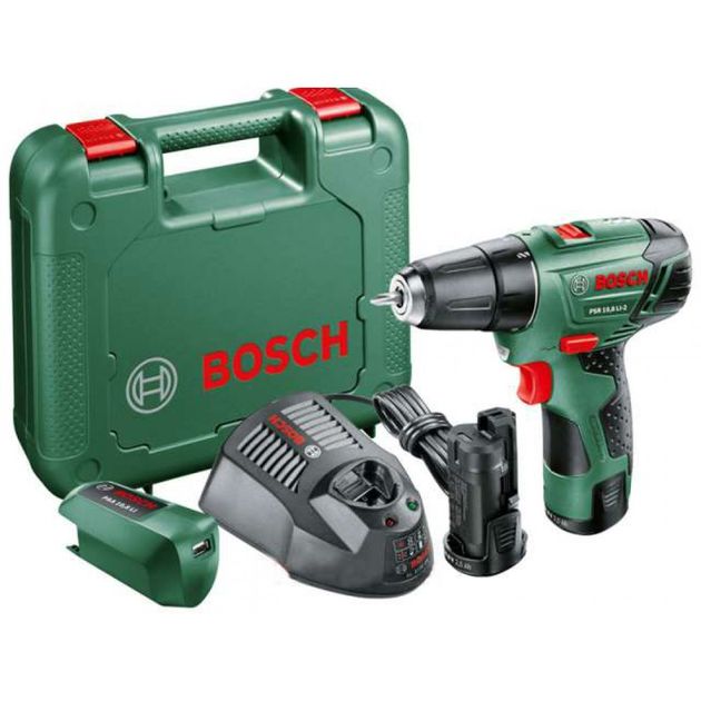 Аккумуляторная дрель-шуруповерт BOSCH PSR 10,8 LI-2 + PAA 10,8 LI, фото , изображение 2 | SNABZHENIE.com.ua